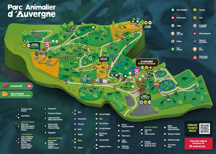 Plan Parc Animalier d'Auvergne Ardes-sur-Couze